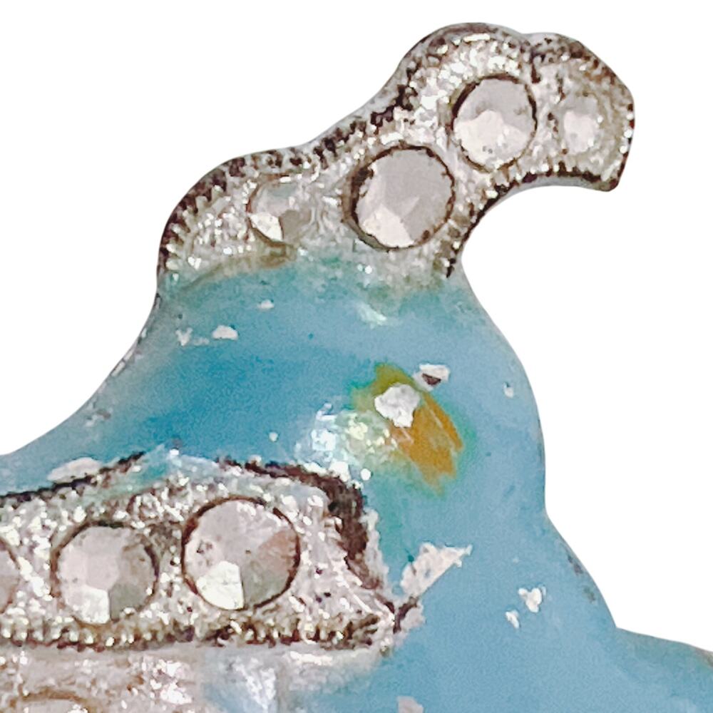 Vintage 1940s Blue Enamel Deer Pin Pot Metal Kitschy Novelty Figural Brooch - Picture 7 of 11